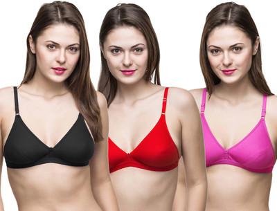 Docare Women Full Coverage Non Padded Bra(Black, Red, Pink)