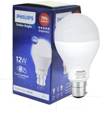PHILIPS 12 W Basic Round B22 LED Bulb(White)