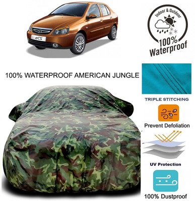 MoTRoX Car Cover For Tata Indigo eCS (With Mirror Pockets)(Brown, Green)