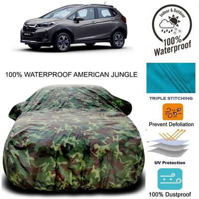 MoTRoX Car Cover For Honda WRV (With Mirror Pockets)(Brown, Green)
