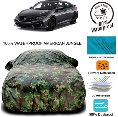 MoTRoX Car Cover For Honda Civic (With Mirror Pockets)(Brown, Green)