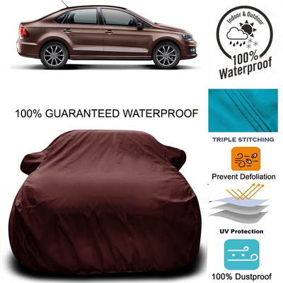 MoTRoX Car Cover For Volkswagen Vento (With Mirror Pockets)(Maroon)