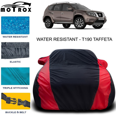 MoTRoX Car Cover For Nissan Terrano (With Mirror Pockets)(Red, Black)