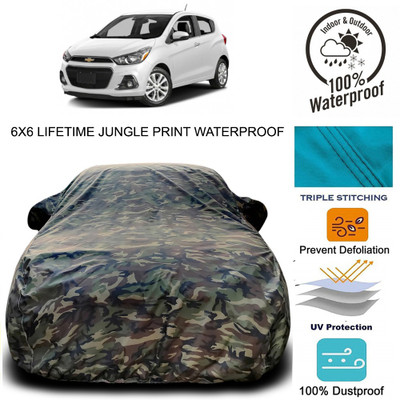 MoTRoX Car Cover For Chevrolet Spark (With Mirror Pockets)(Green)