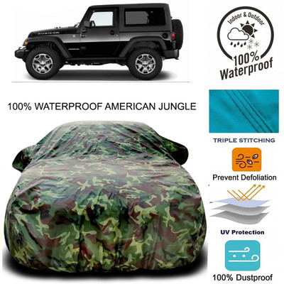 Elegance Car Cover For Mahindra Thar (With Mirror Pockets)(Brown, Green)