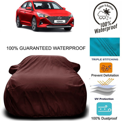 MoTRoX Car Cover For Hyundai Verna Facelift (With Mirror Pockets)(Maroon)