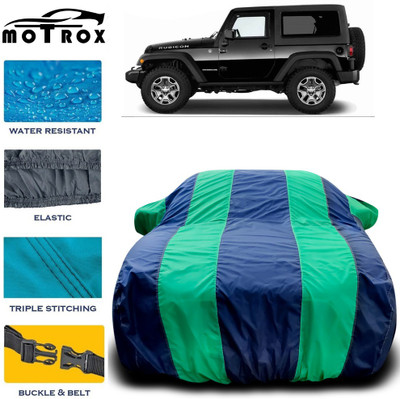 MoTRoX Car Cover For Mahindra Thar (With Mirror Pockets)(Green, Blue)
