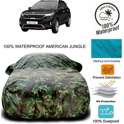 THE REAL ARV Car Cover For Kia SELTOS (With Mirror Pockets)(Brown, Green)