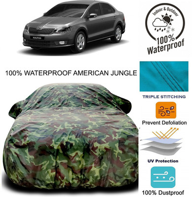 MoTRoX Car Cover For Skoda Rapid (With Mirror Pockets)(Brown, Green)