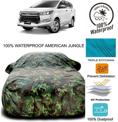 THE REAL ARV Car Cover For Toyota Innova Crysta (With Mirror Pockets)(Brown, Green)