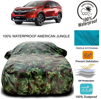 Gavya Car Cover For Honda CR-V (With Mirror Pockets)(Brown, Green)