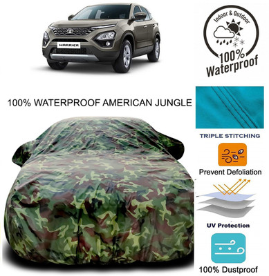 APNEK Car Cover For Tata Harrier (With Mirror Pockets)(Brown, Green)