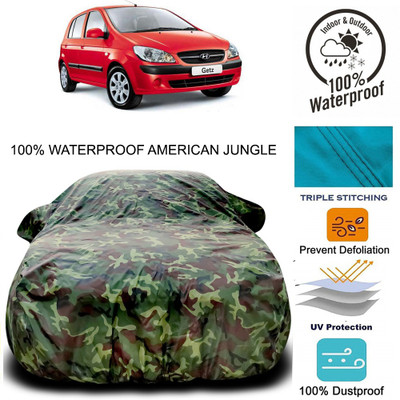 Gavya Car Cover For Hyundai Getz Prime (With Mirror Pockets)(Brown, Green)