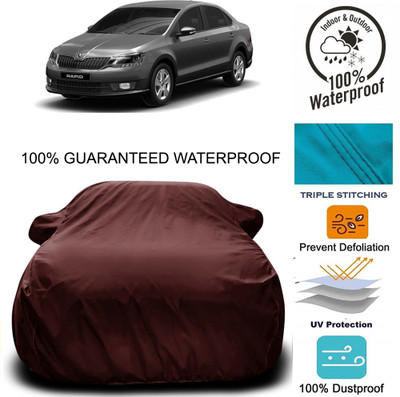 MoTRoX Car Cover For Skoda Rapid (With Mirror Pockets)(Maroon)