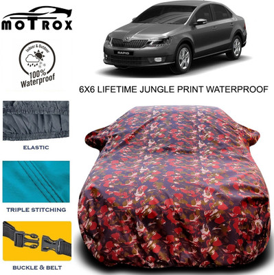 MoTRoX Car Cover For Skoda Rapid (With Mirror Pockets)(Multicolor)
