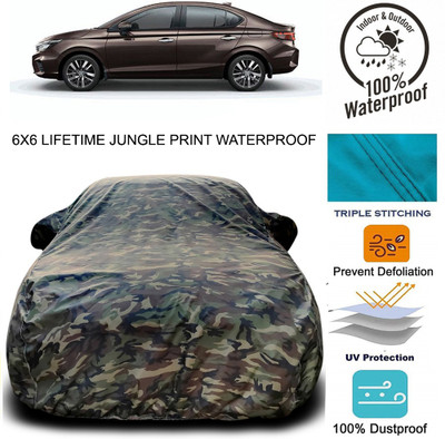 NUMBOR ONE Car Cover For Honda City ZX (With Mirror Pockets)(Green)