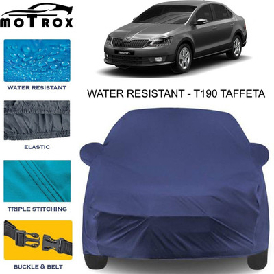 MoTRoX Car Cover For Skoda Rapid (With Mirror Pockets)(Blue)