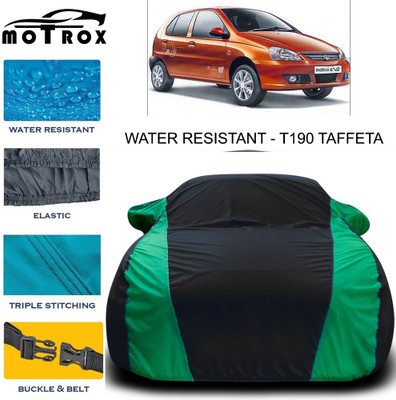 MoTRoX Car Cover For Tata Indica eV2 (With Mirror Pockets)(Green, Black)