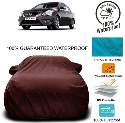 MoTRoX Car Cover For Nissan Sunny (With Mirror Pockets)(Maroon)