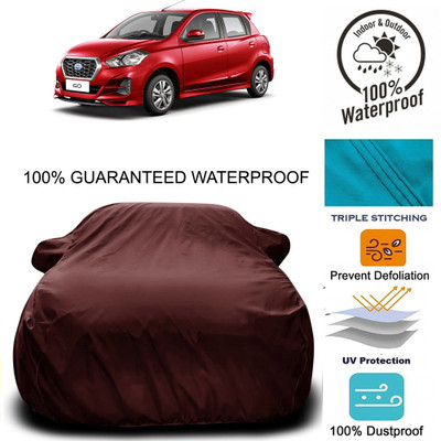 MoTRoX Car Cover For Nissan Go (With Mirror Pockets)(Maroon)