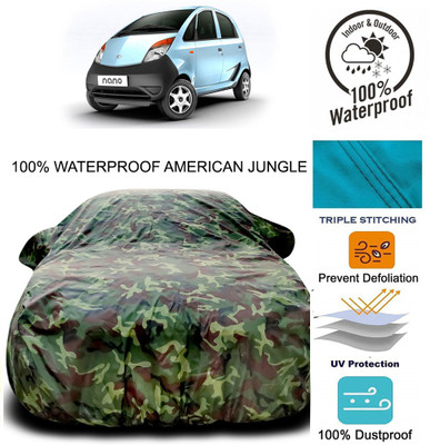 THE REAL ARV Car Cover For Tata Nano (With Mirror Pockets)(Brown, Green)