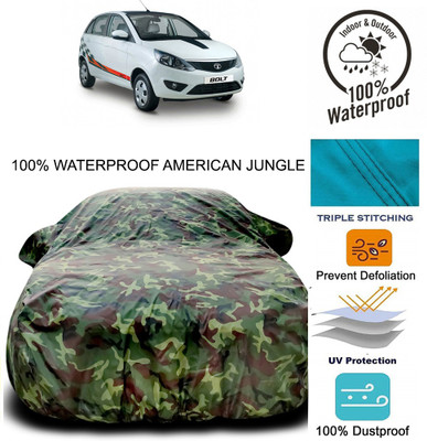 MoTRoX Car Cover For Tata Bolt (With Mirror Pockets)(Brown, Green)