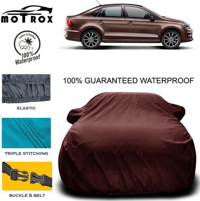 MoTRoX Car Cover For Volkswagen Vento (With Mirror Pockets)(Maroon)
