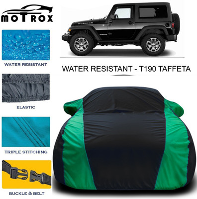 MoTRoX Car Cover For Mahindra Thar (With Mirror Pockets)(Green, Black)