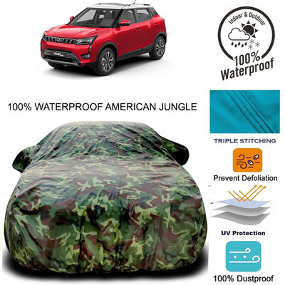 THE REAL ARV Car Cover For Mahindra XUV 300 (With Mirror Pockets)(Brown, Green)