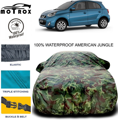 MoTRoX Car Cover For Nissan Micra (With Mirror Pockets)(Green)