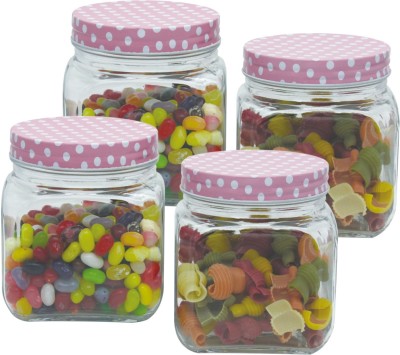 Good Homes Glass Cookie Jar  - 650 ml(Pack of 4, Clear)