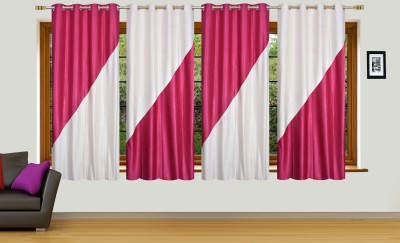 Stella Creations 152 cm (5 ft) Polyester Blackout Window Curtain (Pack Of 4)(Solid, Pink)
