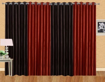 Stella Creations 152 cm (5 ft) Polyester Room Darkening Window Curtain (Pack Of 4)(Solid, Gold, Brown)
