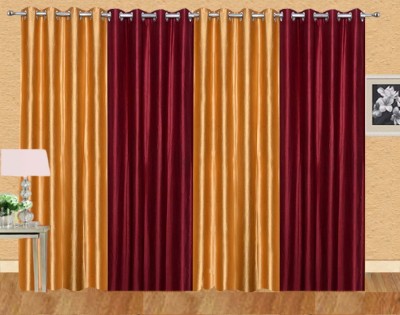 Stella Creations 152 cm (5 ft) Polyester Room Darkening Window Curtain (Pack Of 4)(Solid, Gold, Maroon)