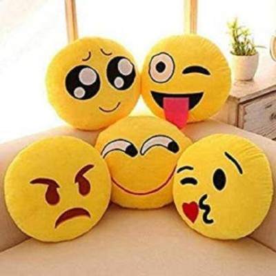 BLUEDOT Collective Soft Polyester Fibre Smiley Chair Pad Pack of 5(Yellow)