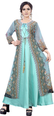 ICYNOSURE Women Two Piece Dress Light Green Maxi/Full Length Dress