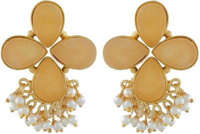 Silvermerc Designs Golden Balance Earrings for women Pearl Brass Stud Earring