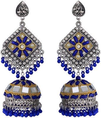 Fashion Fusion Big SIze Mirror Stone Jhumka Alloy Jhumki Earring