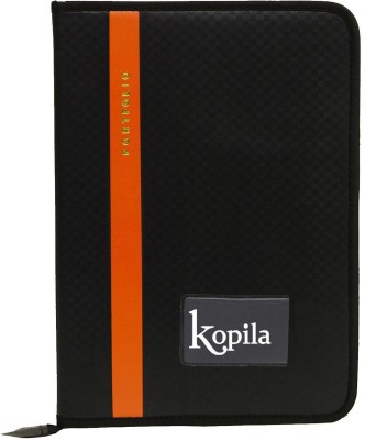 Kopila Synthetic Leather Good Quality 20 Leef'S Portfolio professional,office file,document bag,/certificate,file folder Orange file Set of 1 Compatabile Paper Size A4& FS(Set Of 1, Orange, Black)
