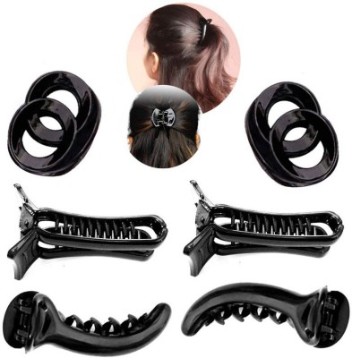 BHARATGAURAV Banana Hair Clutcher/Mirchi Hair Clip/Claw Clip for Women and Girls (Medium, Black) - Pack of 6 Hair Claw(Black)