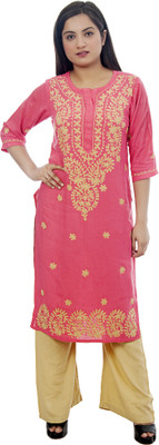 club fashion Women Printed Straight Kurta(Orange)