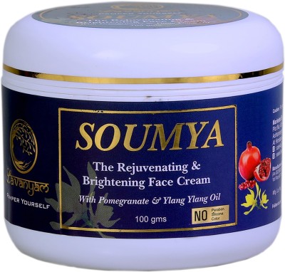 lavanyam SOUMYA - The Rejuvenating & Brightening Face Cream with Pomegranate and Ylang Ylang Oil for all Skin type Paraben Free Sulphate free for both Men & Women 100 gm(100 g)