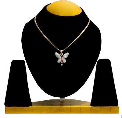 UNIFED CREATIONS Latest Design Stylish New American Diamond and Gold plated Artistic Design Alloy Necklace Set Gold-plated Plated Metal, Alloy Necklace Set