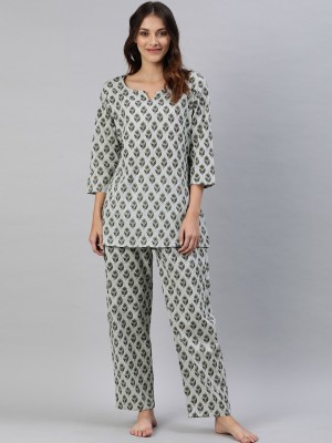 DIVENA Women Printed Grey Night Suit Set