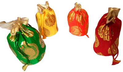 Avanti Creation Multicolored Printed Return Gift Potli Bags Pack Of 4 Bags Potli(Pack of 4)