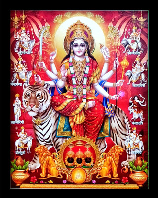 VCARTNOW God nav durga maa photo frame for Wall and Pooja Hindu Bhagwan Devi Devta Religious Frame