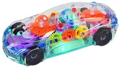 VSGM 3D Super Car Toy, Car Toy for Kids with 360 Degree Rotation, Gear Simulation Mechanical Car, Sound & Light Toys for Kids Boys & Girls (Multicolor)(TRANSPARENT)