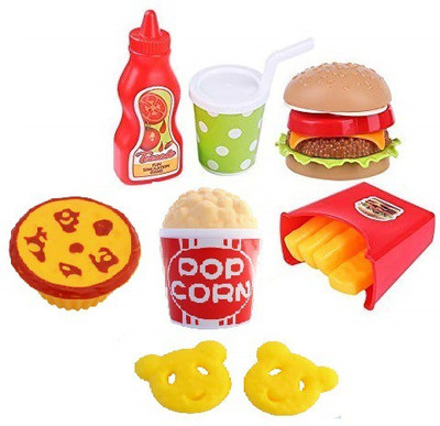 Montreal Fast Food Party Play Fast Food Set 18 Piece Pretend Play Food Toy Best Gifts Food Play Set for Boys & Girls Kids (Multi color, FFS01)