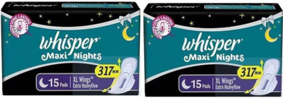 Whisper Maxi Nights XL 15+15 Sanitary Pad Sanitary Pad(Pack of 2)