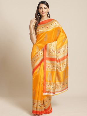 Grubstaker Printed Mysore Art Silk Saree(Multicolor)